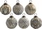 Farmhouse Ball Ornaments (Set of 6, Gold/Silver); Distressed Metal Glass Ball Vintage Style Christmas Decorations